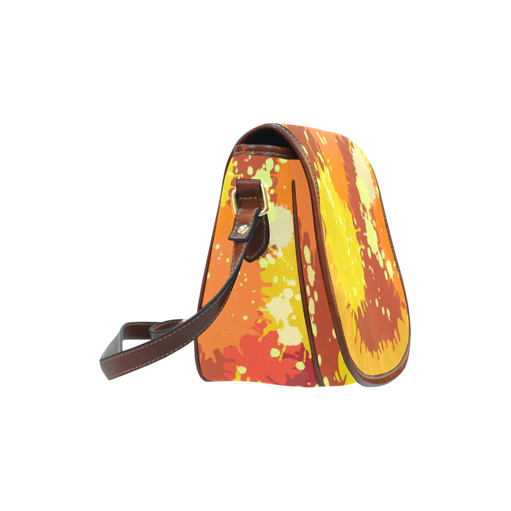Summer Orange Yellow Splash Painting Saddle Bag/Small (Model 1649) Full Customization