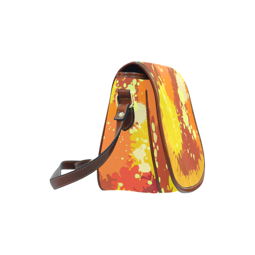 Summer Orange Yellow Splash Painting Saddle Bag/Small (Model 1649) Full Customization