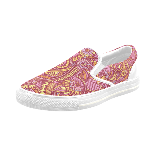 zz0106 floral pink hippie flower whimsical pattern Men's Slip-on Canvas Shoes (Model 019)