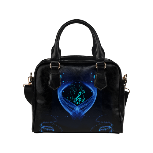 Blue clef with glowing butterflies Shoulder Handbag (Model 1634)