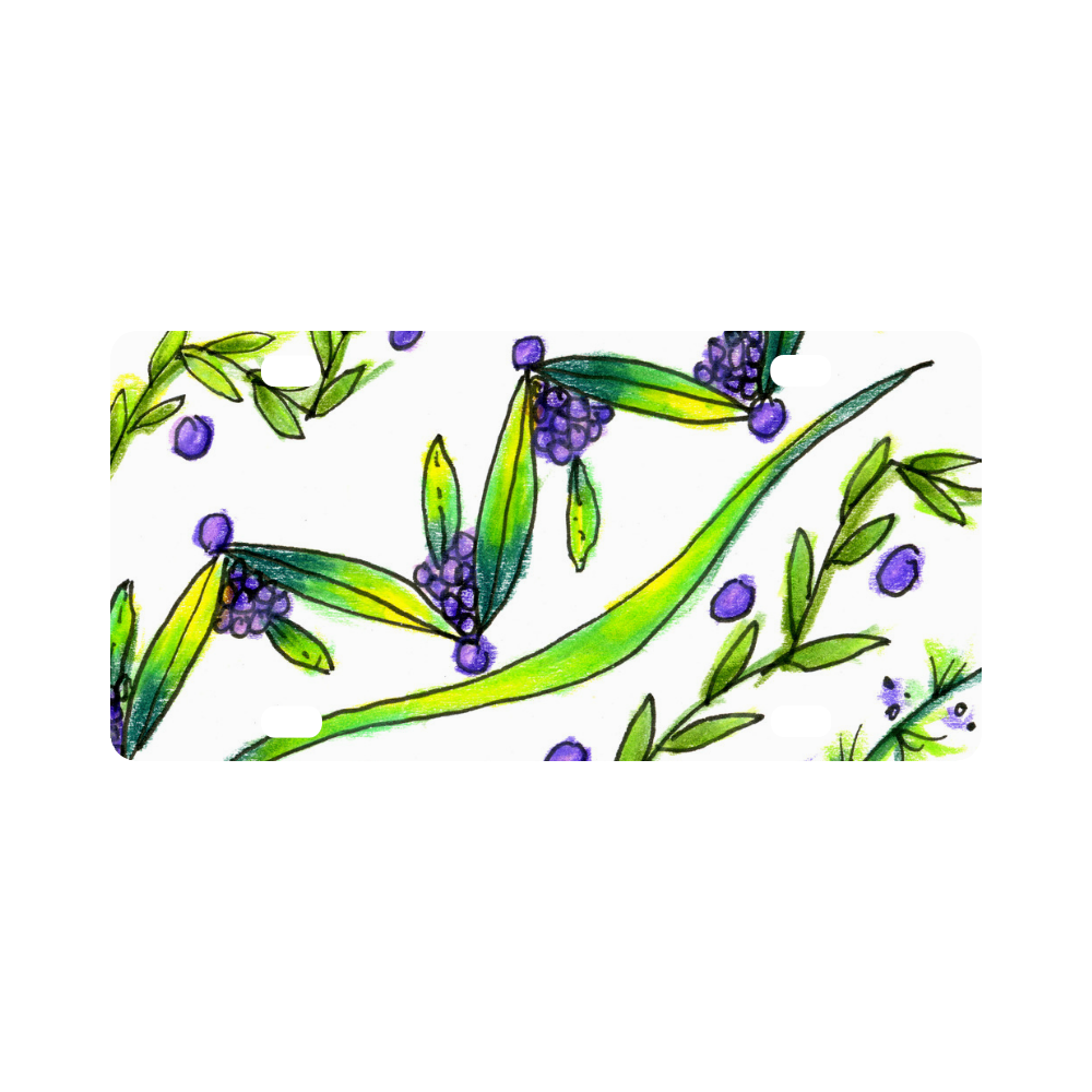 Dancing Greeen, Purple Vines, Grapes Zendoodle Classic License Plate