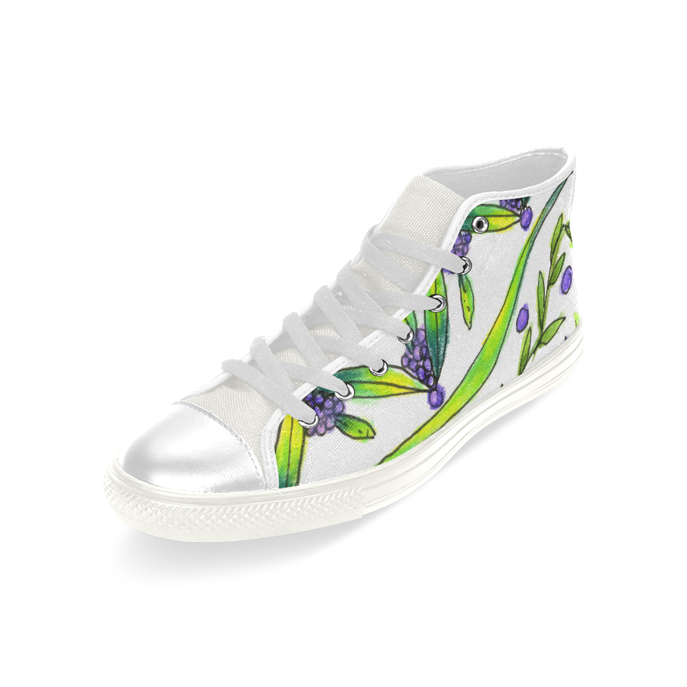 Dancing Greeen, Purple Vines, Grapes Zendoodle Men’s Classic High Top Canvas Shoes (Model 017)