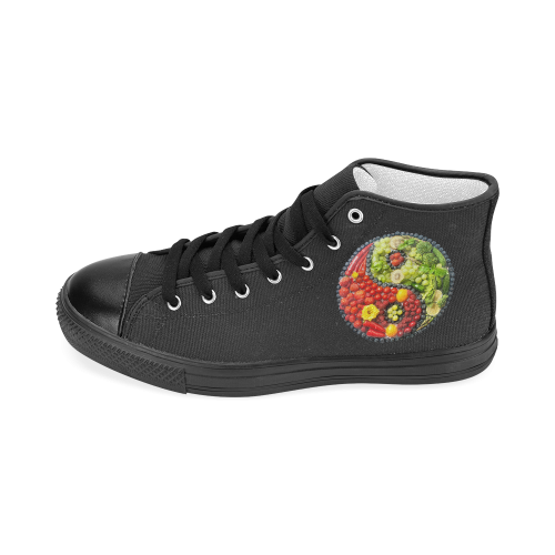 Yin Yang Vegan Fruits Vegetables Spirit Women's Classic High Top Canvas Shoes (Model 017)