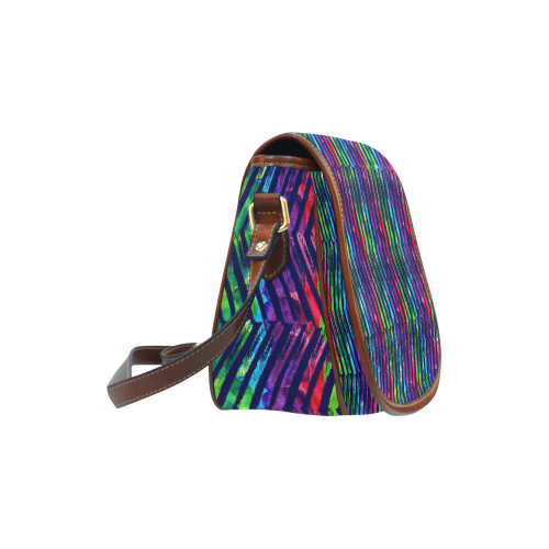 Colorful Oblique Lines Saddle Bag/Large (Model 1649)