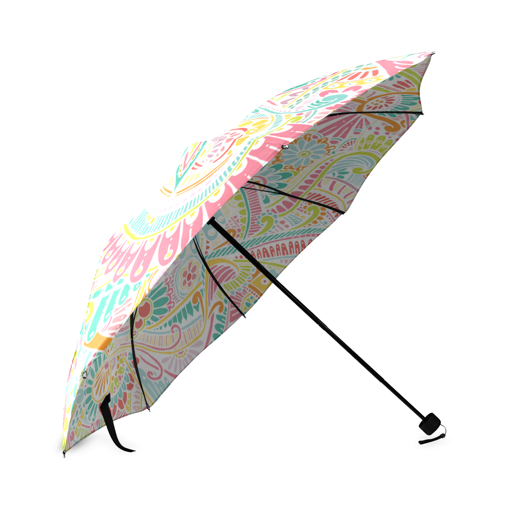 zz0101 pink hippie flower watercolor pattern Foldable Umbrella (Model U01)