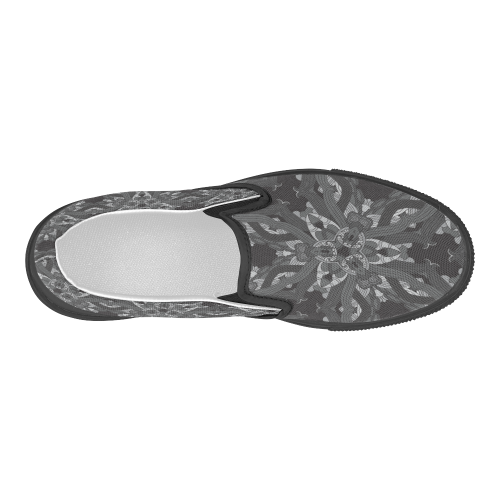 Zandine 0206 dark vintage floral pattern Women's Slip-on Canvas Shoes (Model 019)