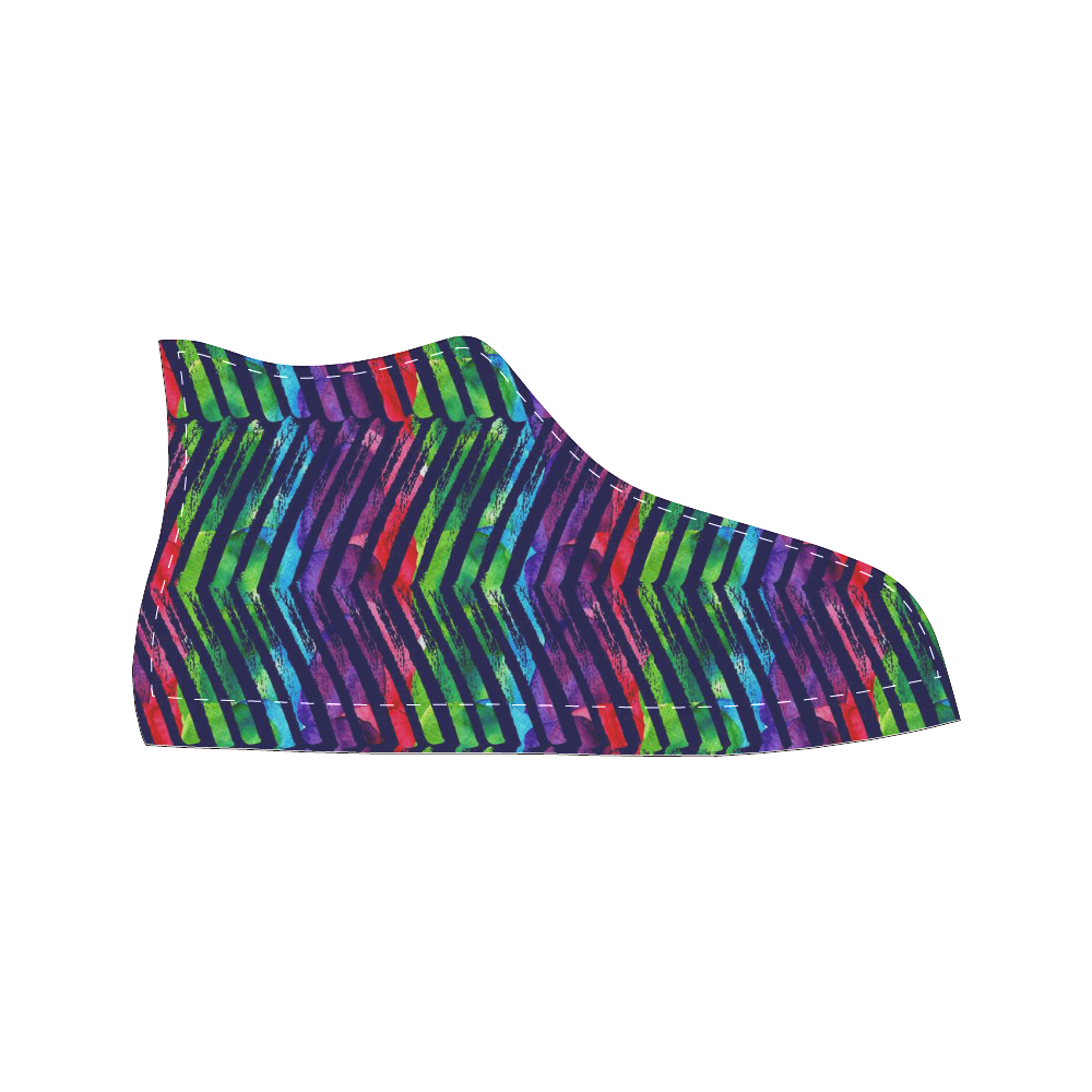Colorful Oblique Lines Men’s Classic High Top Canvas Shoes (Model 017)