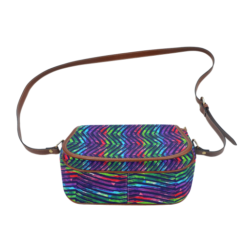 Colorful Oblique Lines Saddle Bag/Large (Model 1649)