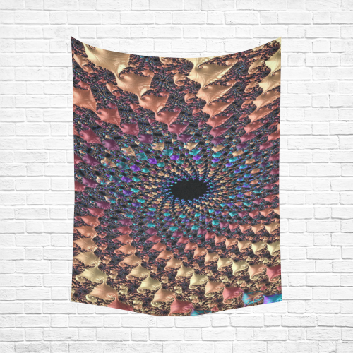 Time travel through this spiral fractal Cotton Linen Wall Tapestry 60"x 80"