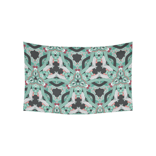 Zandine 0207 vintage green floral pattern Cotton Linen Wall Tapestry 60"x 40"
