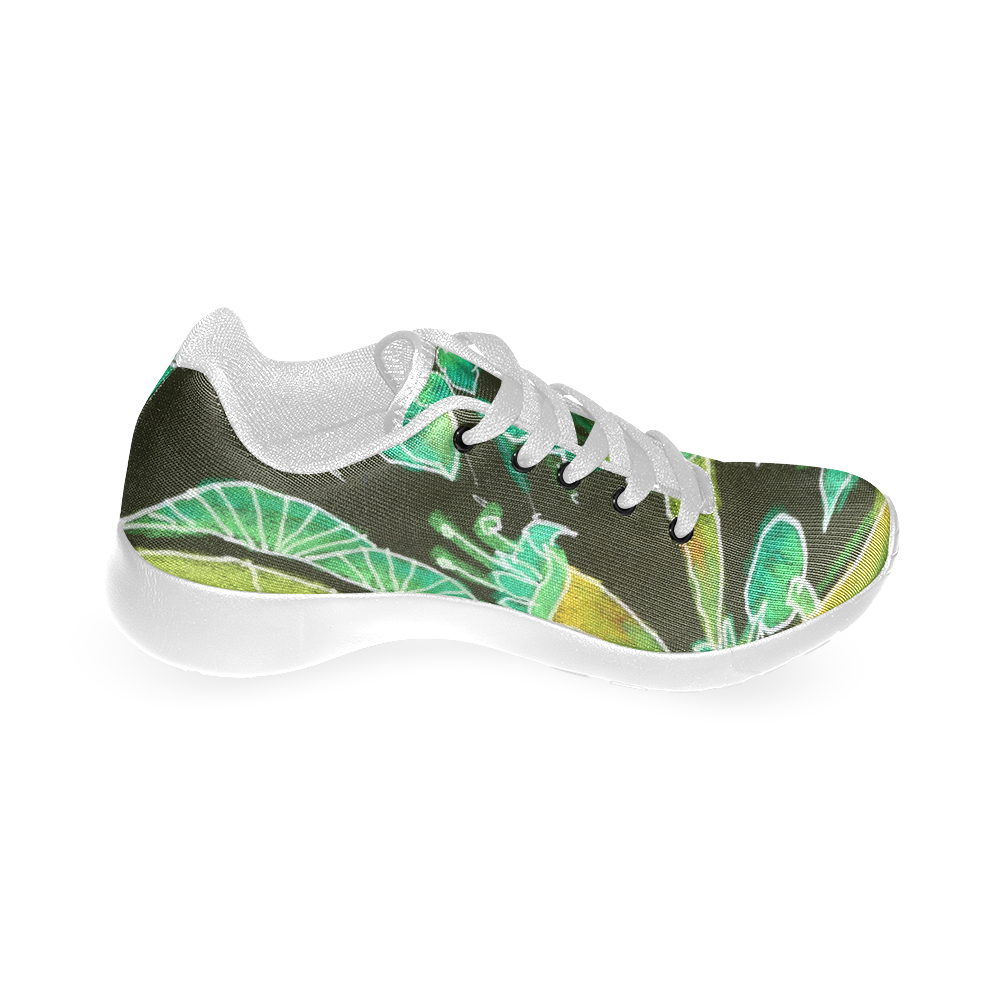 Irish Garden, Lime Green Flowers Dance in Joy Women’s Running Shoes (Model 020)