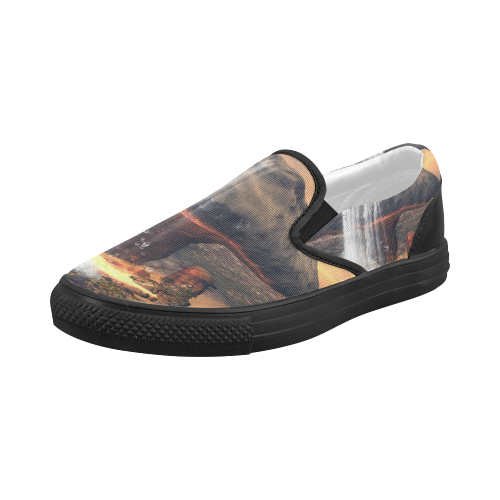 Awesome seascape Women's Slip-on Canvas Shoes (Model 019)