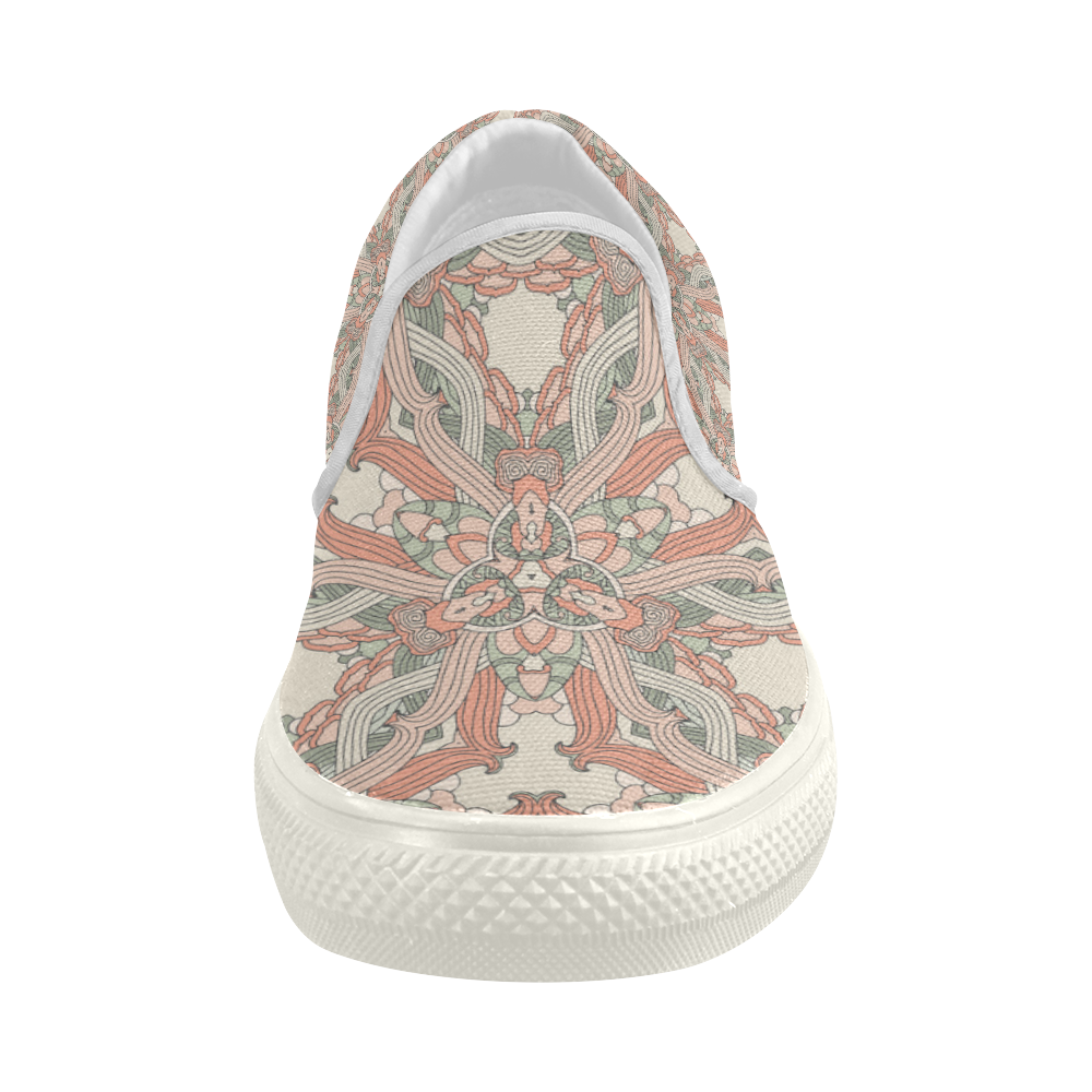 Zandine 0205 vintage floral pattern Women's Slip-on Canvas Shoes (Model 019)