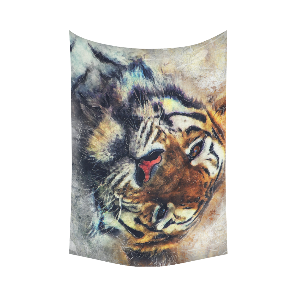 tiger Cotton Linen Wall Tapestry 90"x 60"