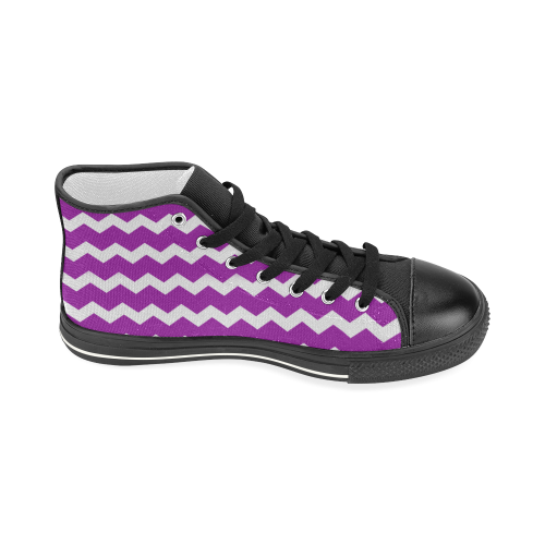 Modern Trendy Lilac Pastell Grey Zig Zag Pattern Chevron Women's Classic High Top Canvas Shoes (Model 017)