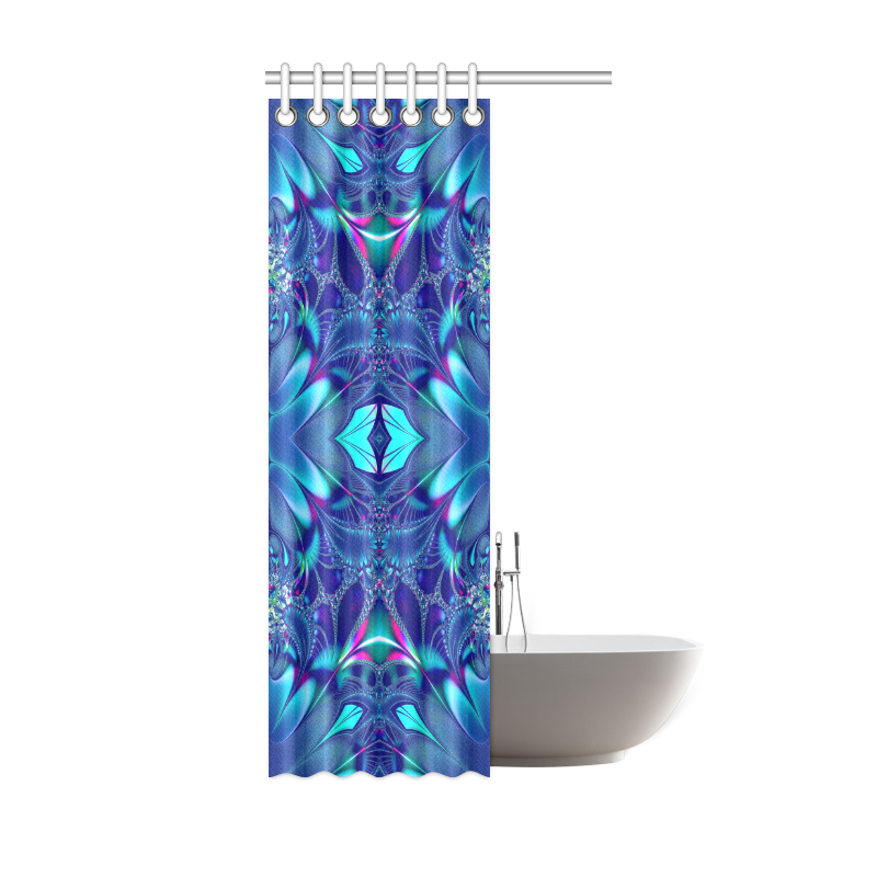 Blue Elegance Fractal Abstract Shower Curtain 36"x72"