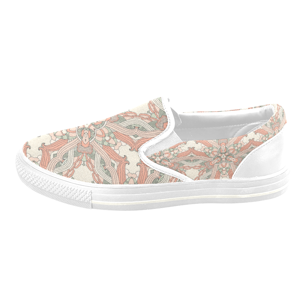 Zandine 0205 vintage floral pattern Men's Slip-on Canvas Shoes (Model 019)