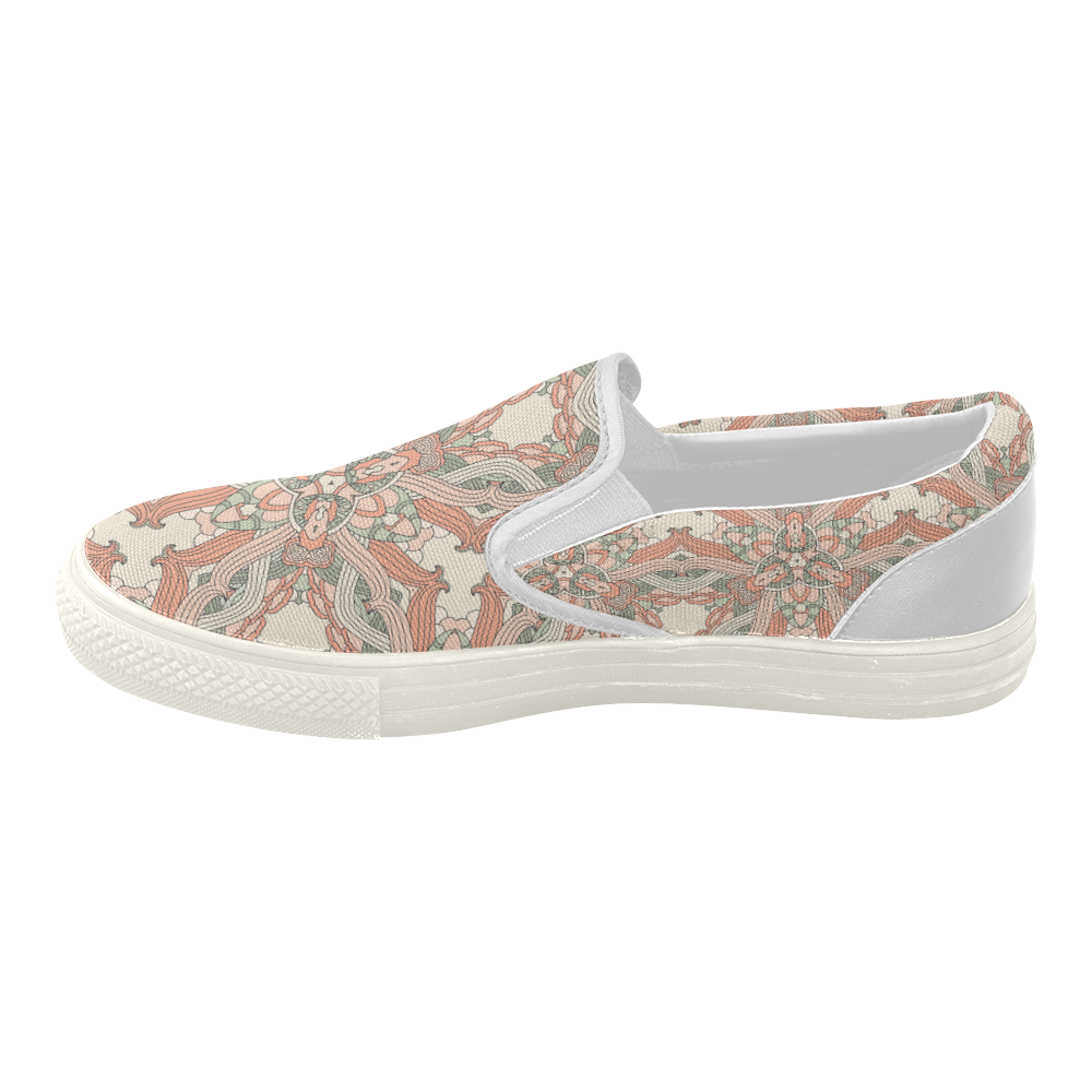 Zandine 0205 vintage floral pattern Women's Slip-on Canvas Shoes (Model 019)