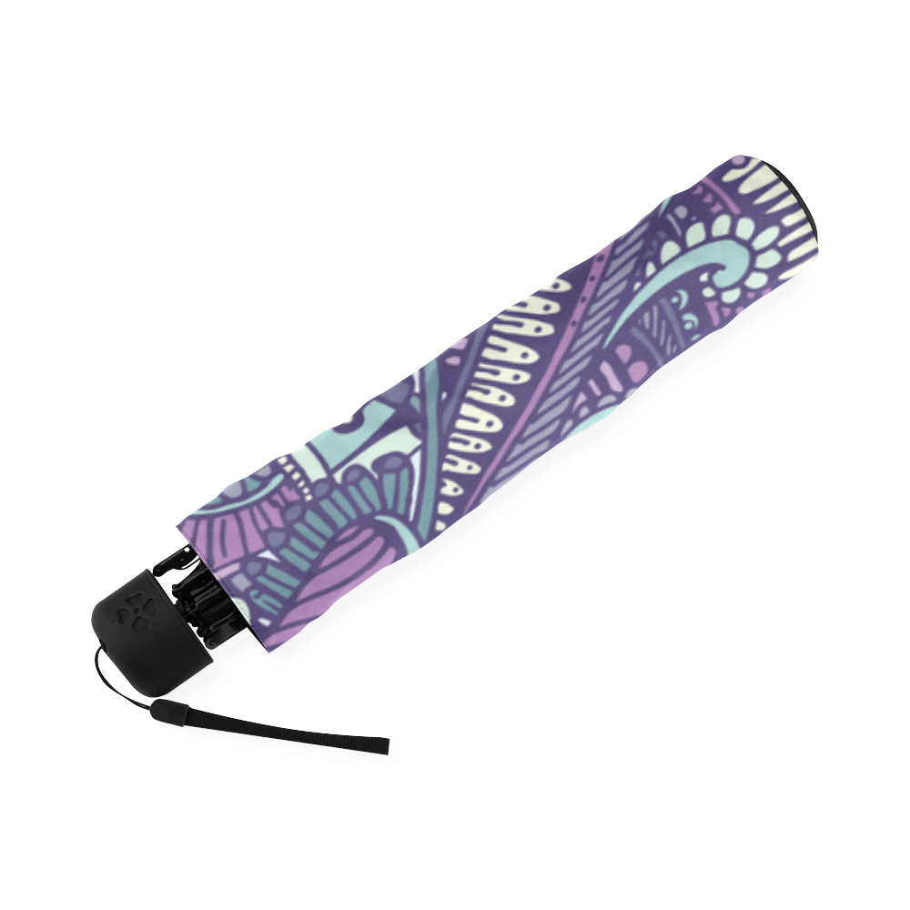 zz0102 purple hippie flower pattern Foldable Umbrella (Model U01)