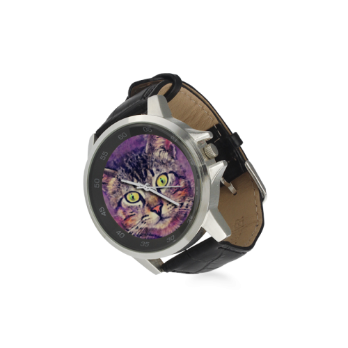 cat Unisex Stainless Steel Leather Strap Watch(Model 202)
