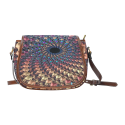 Time travel through this spiral fractal Saddle Bag/Small (Model 1649) Full Customization