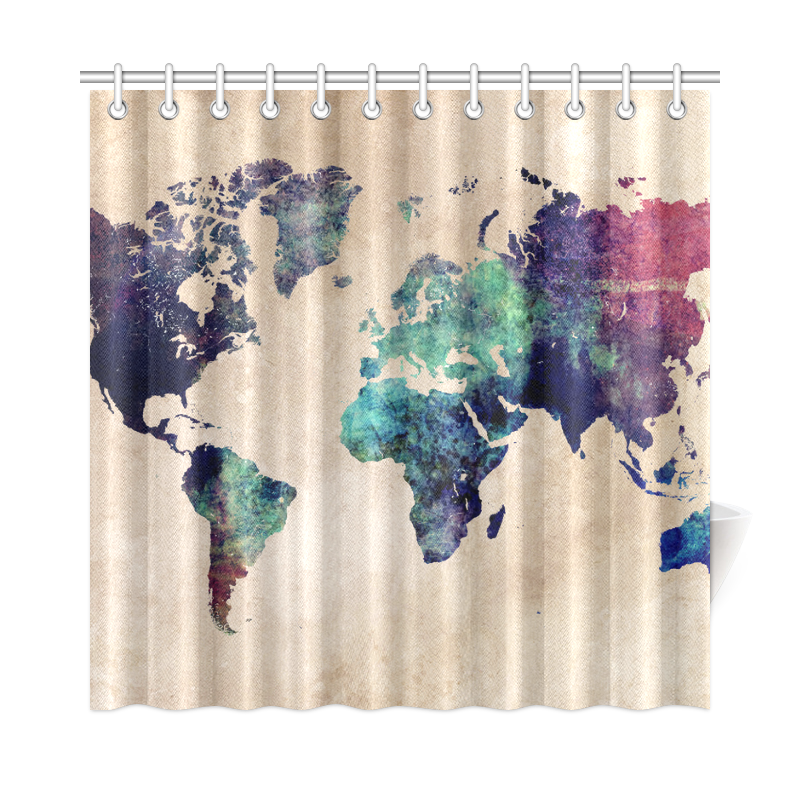 world map Shower Curtain 72"x72" ID D457643
