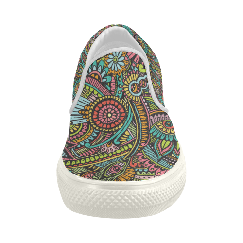 zz0103 floral hippie flower whimsical pattern Women's Slip-on Canvas Shoes (Model 019)