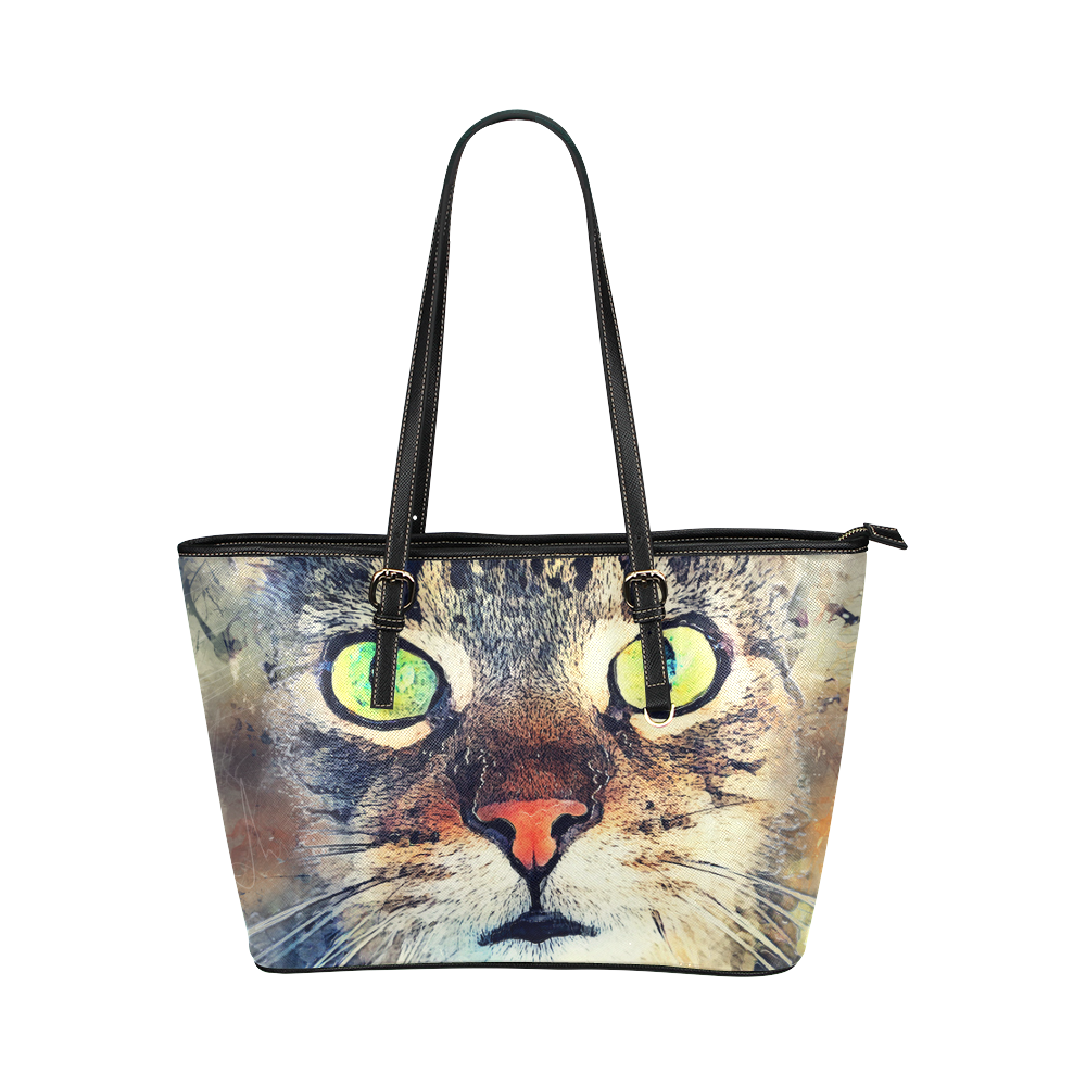 cat Leather Tote Bag/Large (Model 1651)