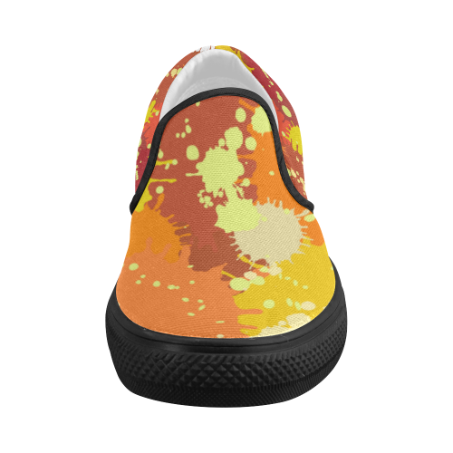 Summer Orange Yellow Splash Painting Women's Slip-on Canvas Shoes (Model 019)
