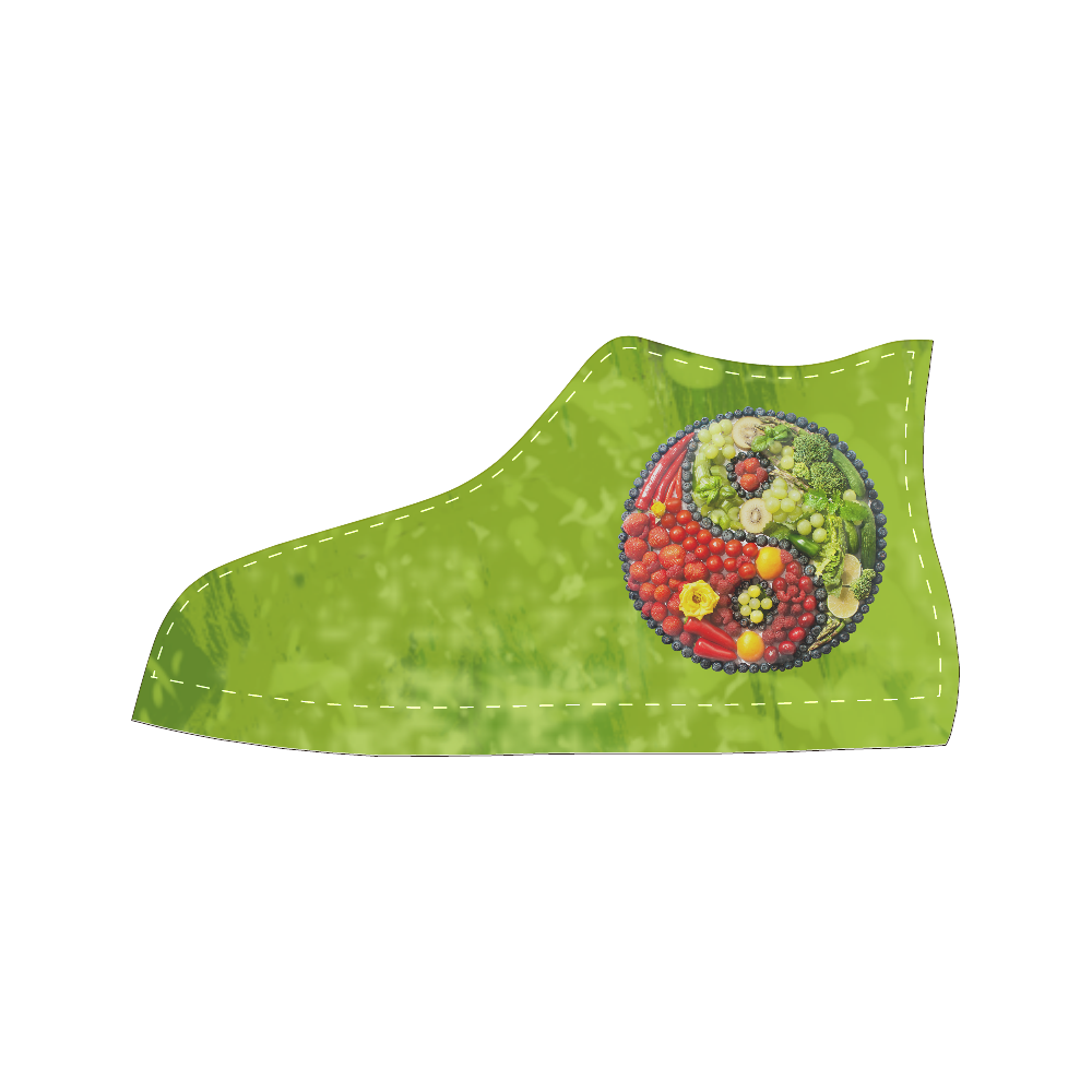 Yin Yang Vegan Fruits Vegetables Spirit Women's Classic High Top Canvas Shoes (Model 017)