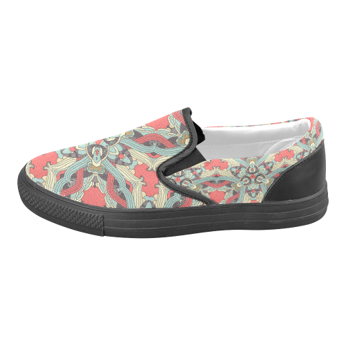 Zandine 0203 pink blue vintage floral pattern Men's Slip-on Canvas Shoes (Model 019)