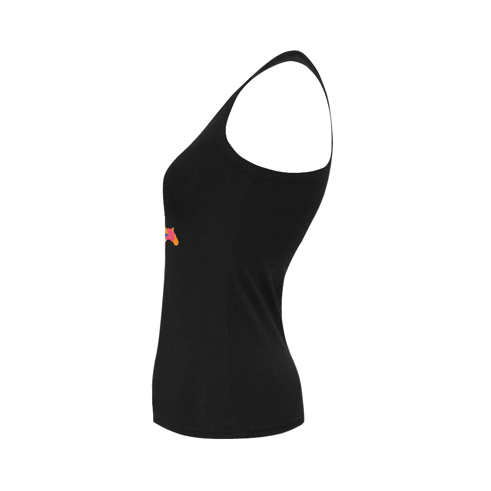 Horse  Shape Galloping out of Colorful Splash Women's Shoulder-Free Tank Top (Model T35)