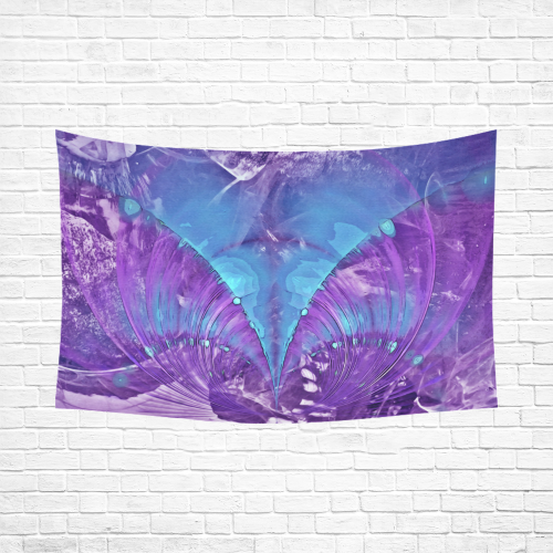 Abstract Fractal Painting - blue magenta pink Cotton Linen Wall Tapestry 90"x 60"