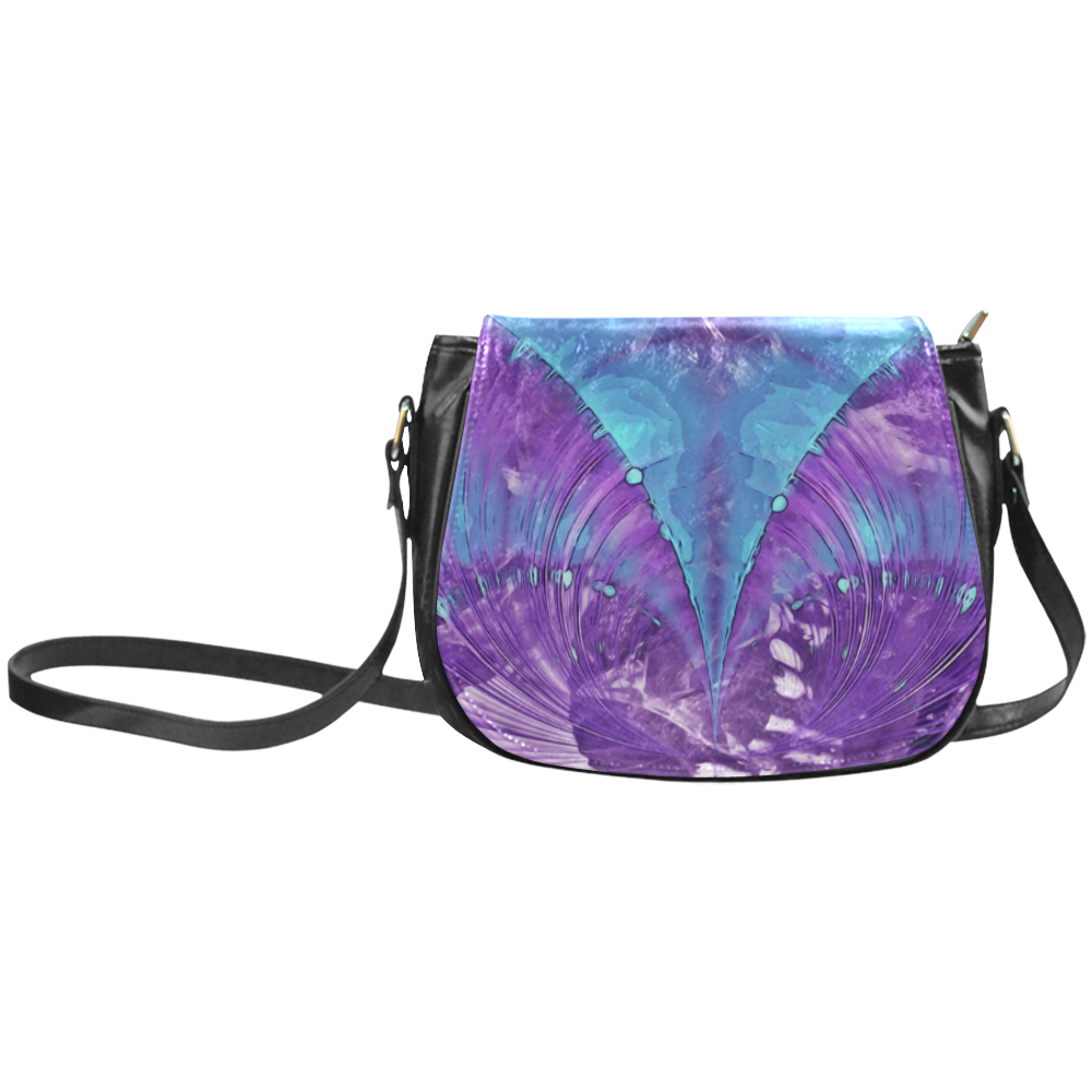 Abstract Fractal Painting - blue magenta pink Classic Saddle Bag/Small (Model 1648)