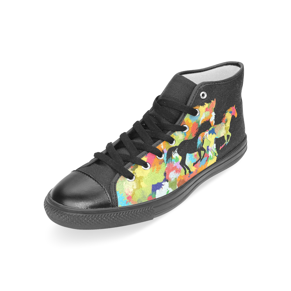 Horse  Shape Galloping out of Colorful Splash Women's Classic High Top Canvas Shoes (Model 017)