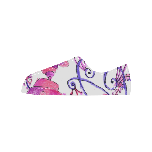 Pink Flower Garden Zendoodle, Purple Gardenscape Women's Classic Canvas Shoes (Model 018)