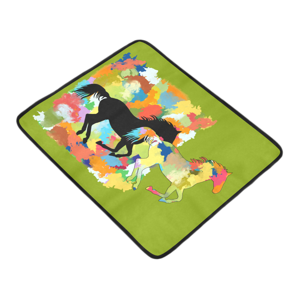 Horse  Shape Galloping out of Colorful Splash Beach Mat 78"x 60"