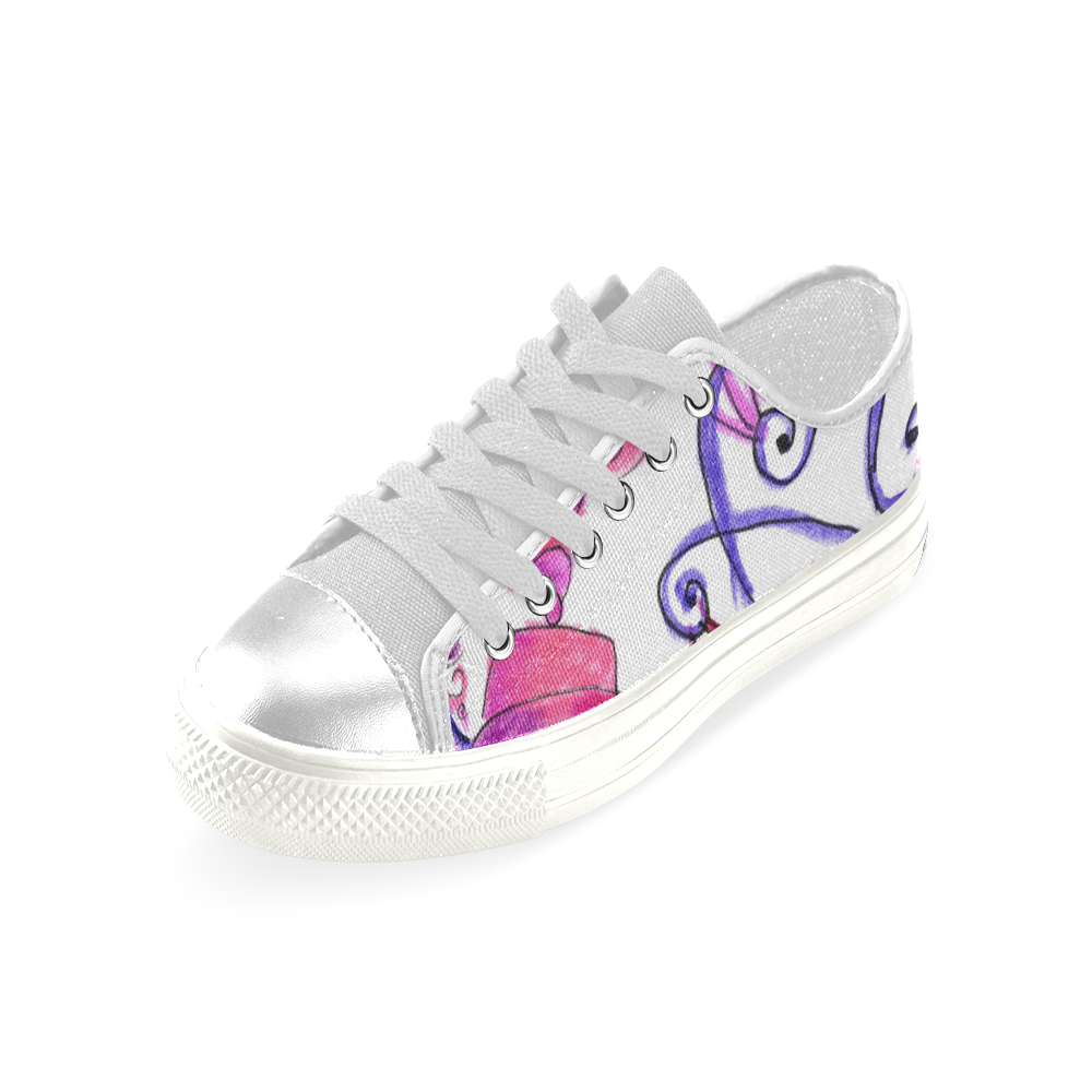 Pink Flower Garden Zendoodle, Purple Gardenscape Women's Classic Canvas Shoes (Model 018)