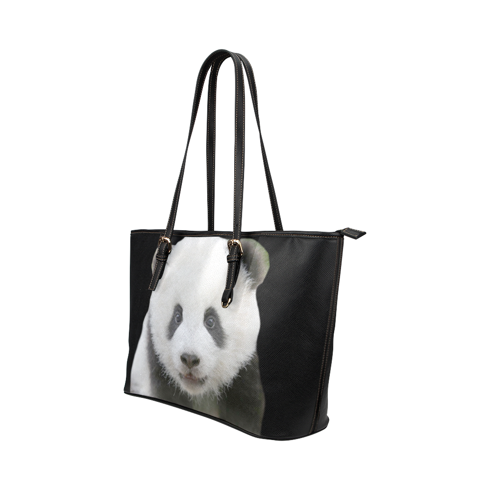 Panda Bear Leather Tote Bag/Large (Model 1651)