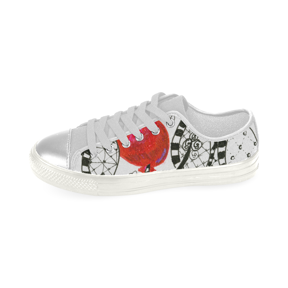 Red Balloon Zendoodle in Fanciful Forest Garden Women's Classic Canvas Shoes (Model 018)