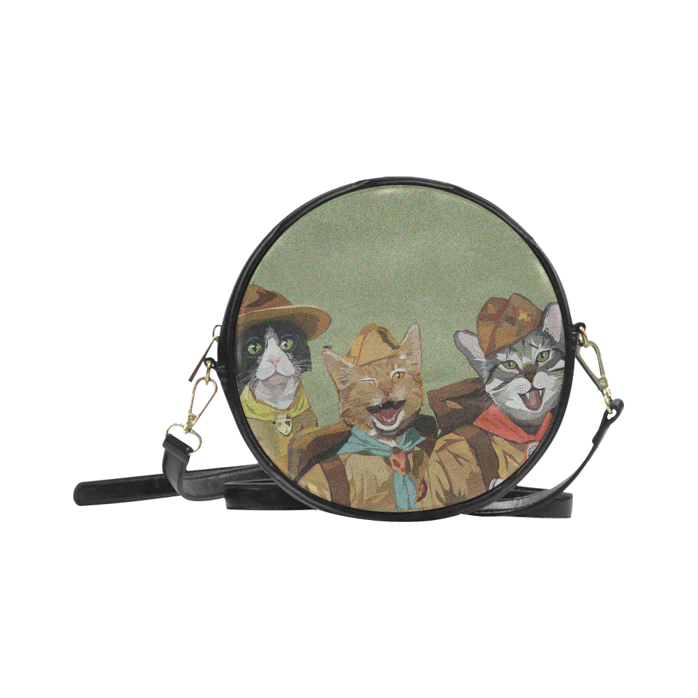 Cat Scouts Round Cat Messenger Bag Round Sling Bag (Model 1647)
