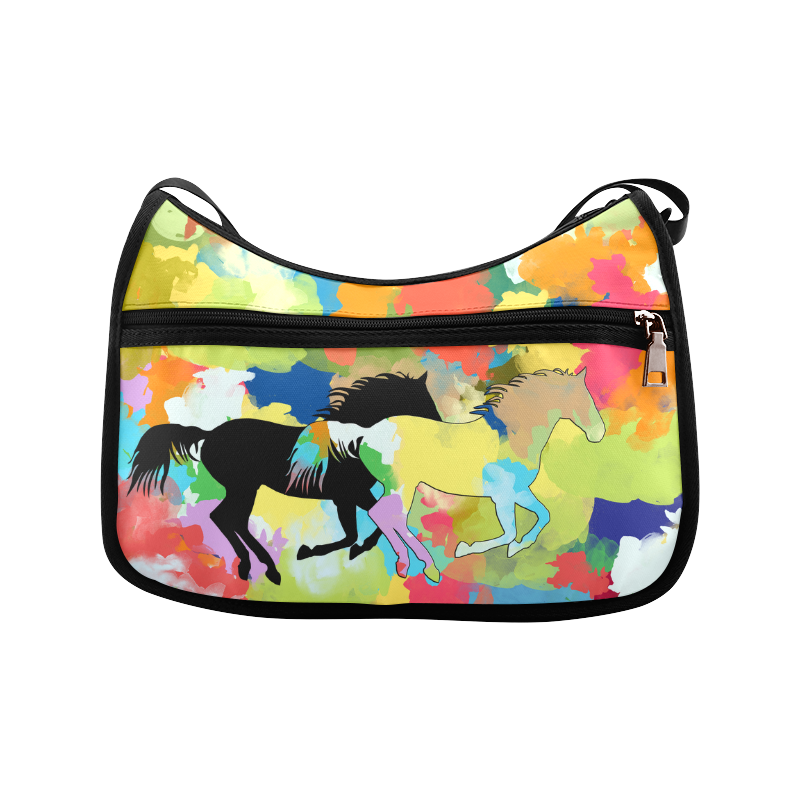 Horse Galloping out of Colorful Splash Crossbody Bags (Model 1616)