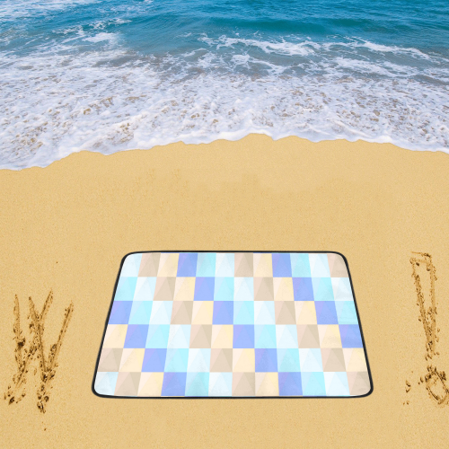 Pastel Blues Squares Beach Mat 78"x 60"