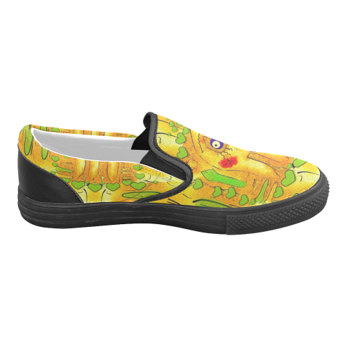 Mister Jellyfish the octopus with friend Men's Slip-on Canvas Shoes (Model 019)