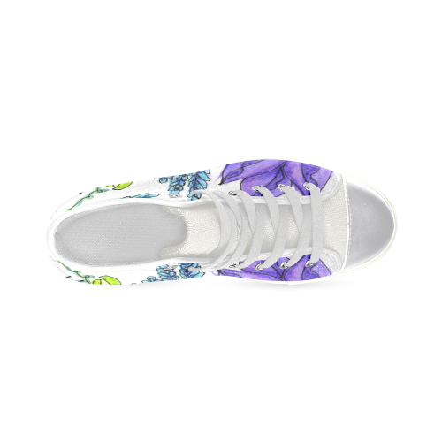 Purple Green Blue Flower Garden, Dancing Zendoodle Women's Classic High Top Canvas Shoes (Model 017)