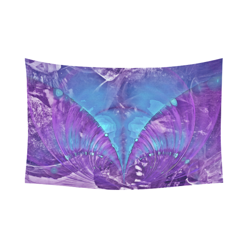Abstract Fractal Painting - blue magenta pink Cotton Linen Wall Tapestry 90"x 60"