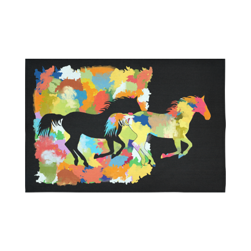 Horse  Shape Galloping out of Colorful Splash Cotton Linen Wall Tapestry 90"x 60"