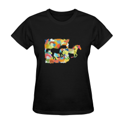 Horse  Shape Galloping out of Colorful Splash Sunny Women's T-shirt (Model T05)