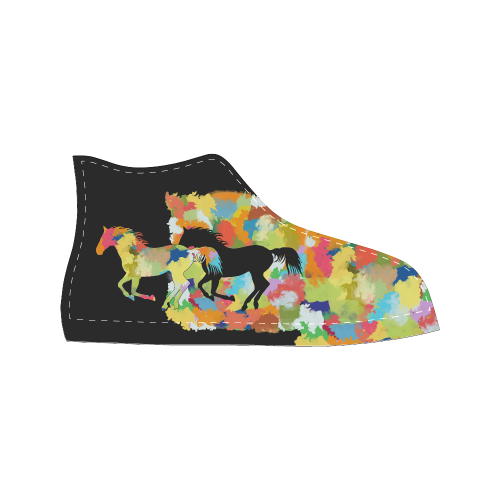 Horse  Shape Galloping out of Colorful Splash Women's Classic High Top Canvas Shoes (Model 017)