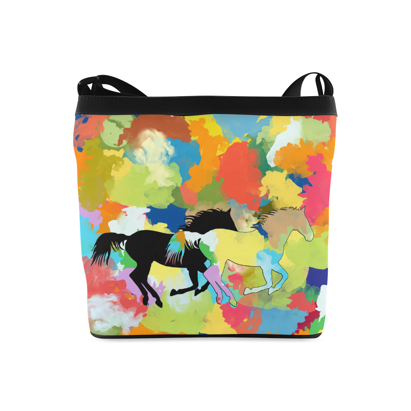 Horse Galloping out of Colorful Splash Crossbody Bags (Model 1613)